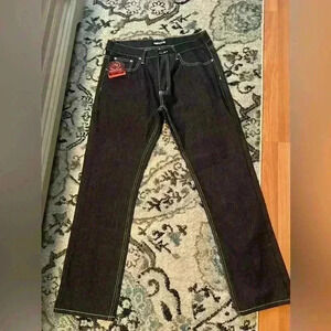 Vintage Mecca Jeans Mens 34x32 Baggy Hip Hop Streetwear Grunge Dark Blue NWT Y2k